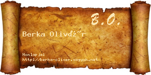 Berka Olivér névjegykártya